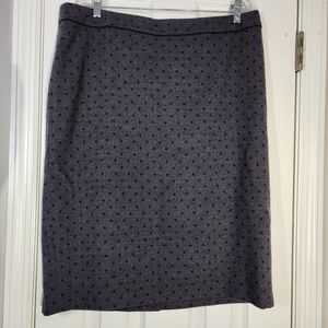 NWOT Boden Wool Gray Polka Dot Lined Pencil Skirt Womens  Size 14